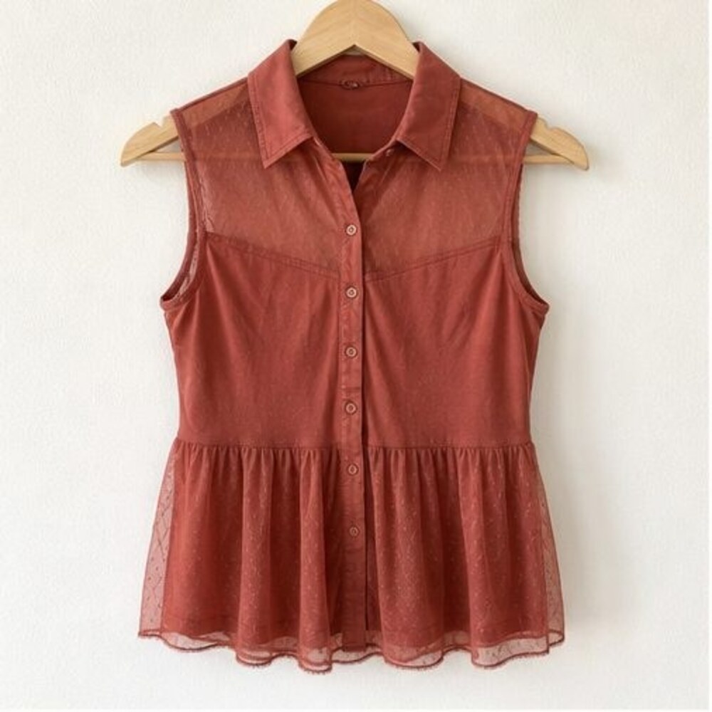 Rust Tie Neck Blouse